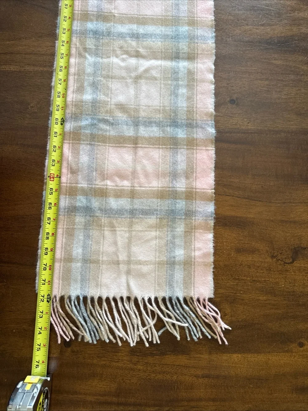Lochcarron of Scotland Pink Plaid Wool Scarf Merino and Angora Blend 72 x 11.5